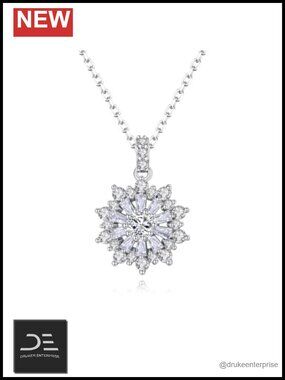 14K Gold Moissanite Snowflake Pendant Necklace for Women - D Color VVS1 Clarity